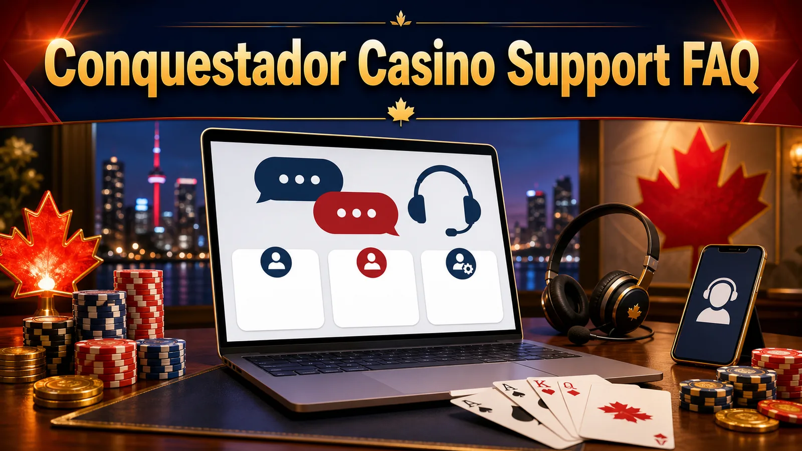 Helpdesk/chat scene with casino account cards